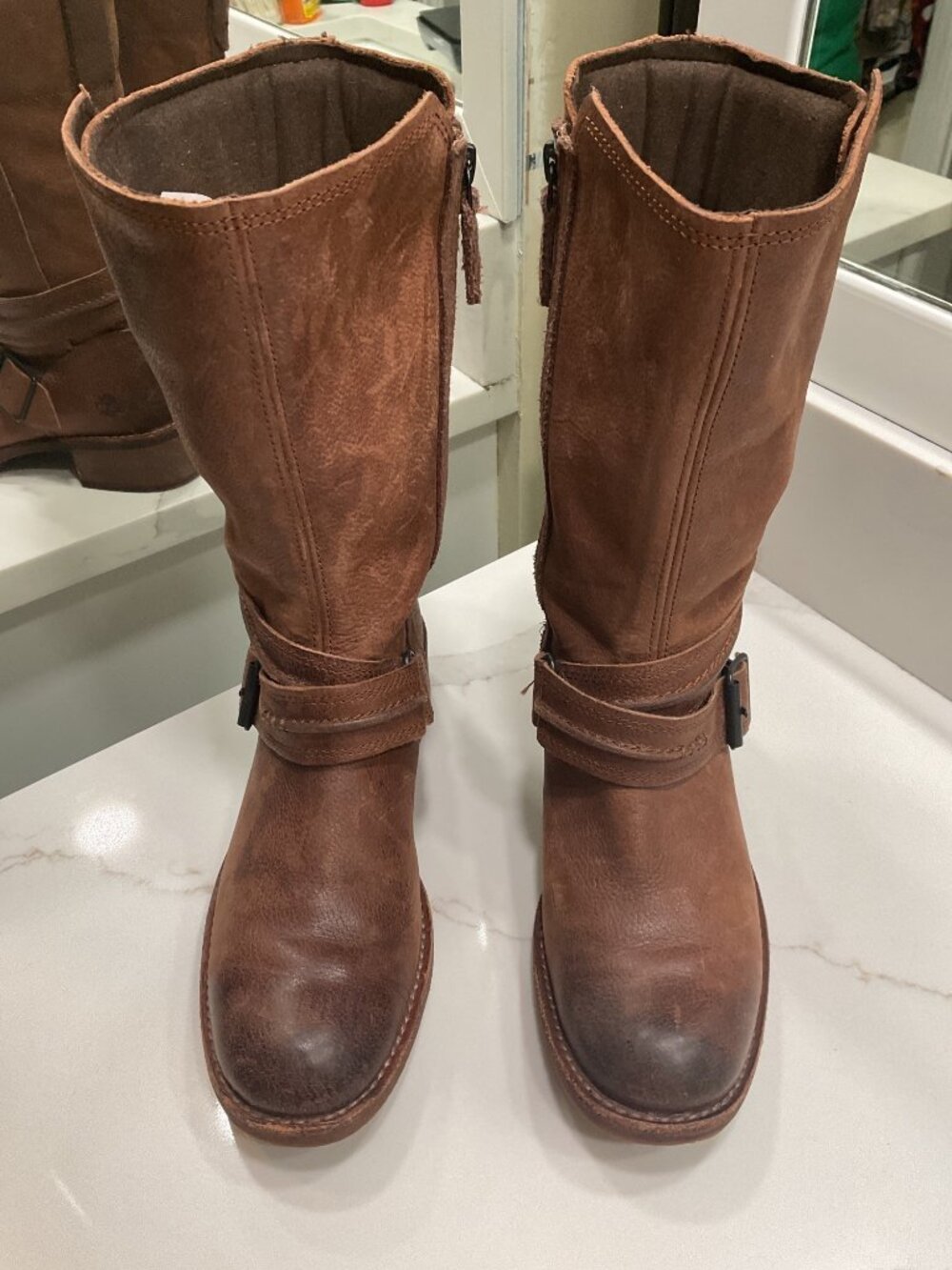 Timberland Women's Size 7 Whittemore Mid-Calf Moto Boots Brown Leather